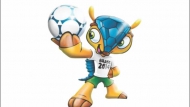 символ футбол Бразилия 2014 - броненосец с синими волосами или панцирем