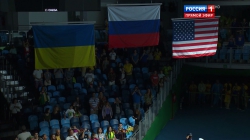 В каком виде спорта на олимпийских играх 2016 в Рио Бразилия на пъедестале стояли вместе Россия Украина и США?