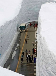 В какой стране дорога окружены высокой стеной из снега